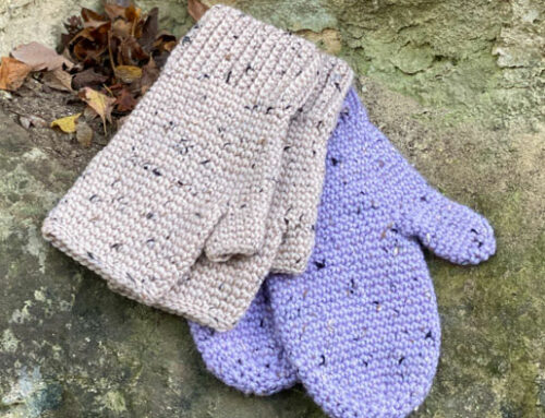 Tweed mittens and fingerless mittens (free pattern)